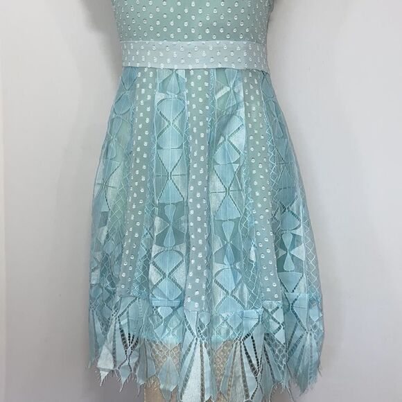 Foxie Dox Anthropologie Dress Pale Blue Ruffle"Cora" New With Tag! Sz Sm - Picture 4 of 8